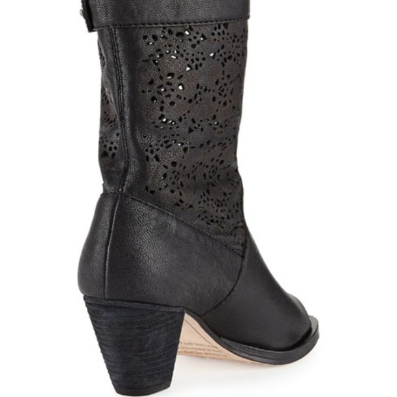 Alice + Olivia Catherine Laser-Cut Peep Toe Bootie - Picture 3 of 8